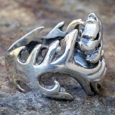 Dragon Flame Cut Out 925 silver Ring Biker Gothic Celtic Pagan Mythical Thrones