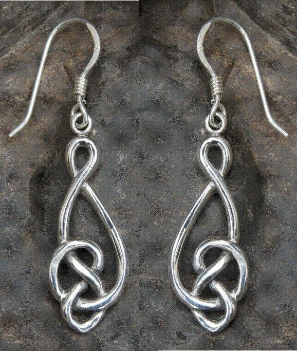 Irish Knotwork drop earring .925 silver dangle hook earrings treble clef womens