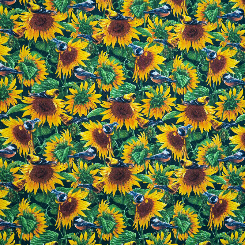 Sunflower & Bird Wild Wings - David Textiles - 100% Cotton Fabric