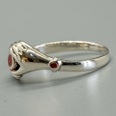 Loving Hands Ring 925 sterling silver & Coral Celtic  M - Q