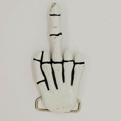 Middle Finger Skeleton Belt Buckle Gothic Metal Biker Rock n Roll Rocker Punk