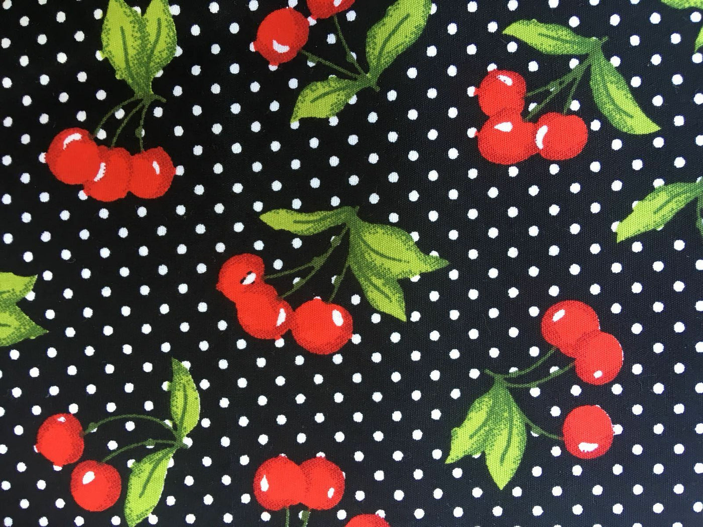 Red Cherry Polka Dot Bowtie - Black - Timeless Treasures - 100% Cotton