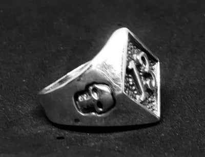 Diamond Lucky 13 skull ring 925 sterling silver M-Z Sizes
