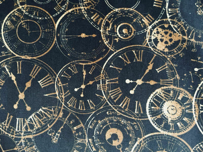 Steampunk Clock Faces bronze time piece 100% Cotton Fabric for face masks