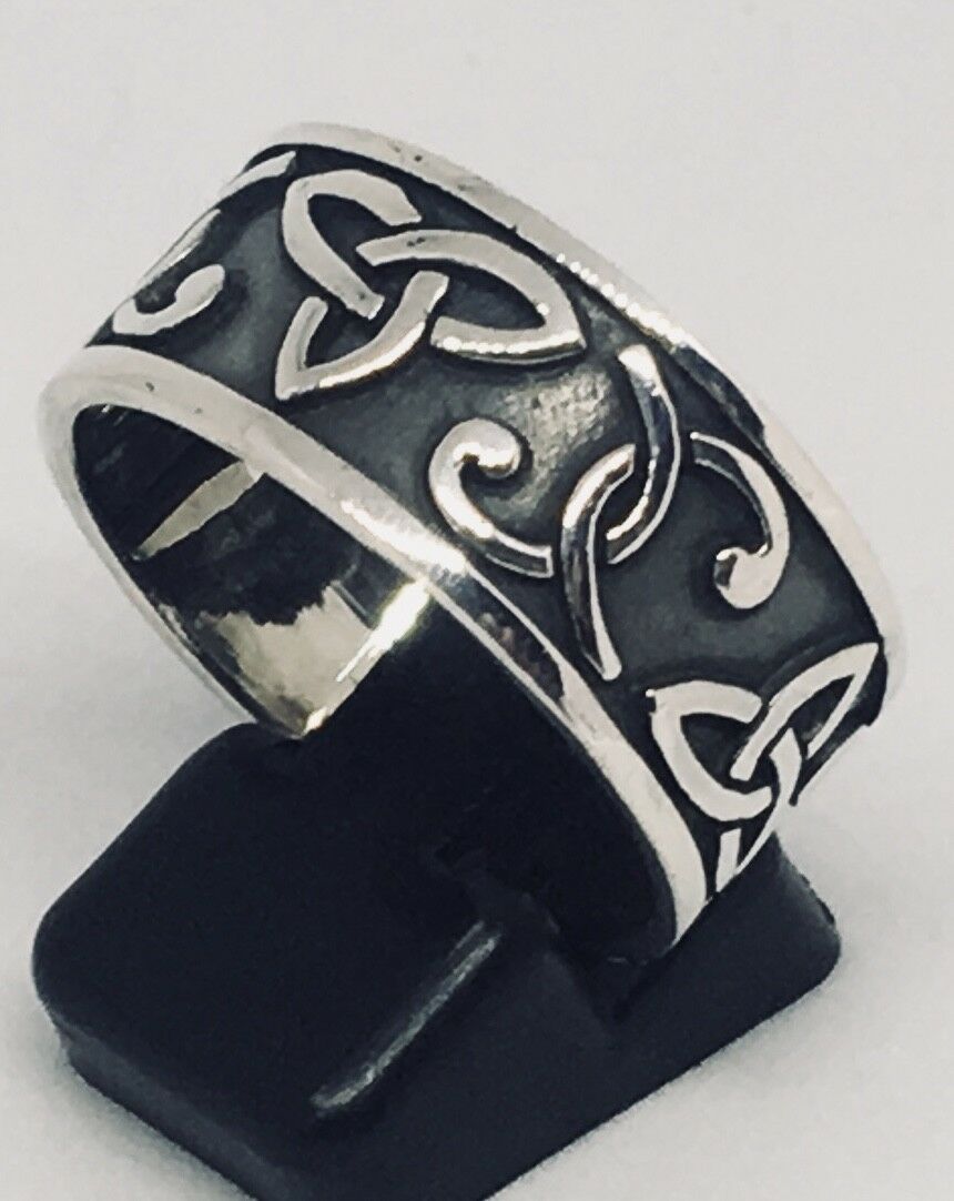 Trinity Triskele Celtic Knot Ring 925 silver Metal Biker Vikin Gothic feeanddave
