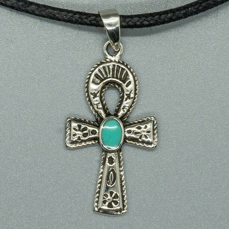 Ankh Pendant - .925 Silver & Turquoise