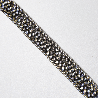 Woven Silver Bracelet 14mm wide