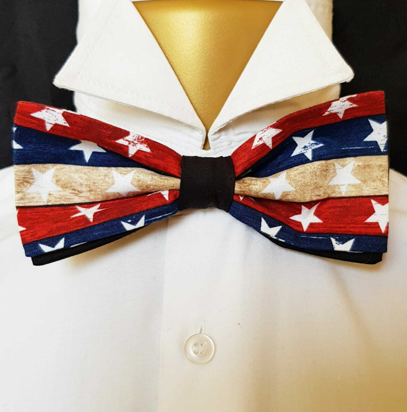 Stars & Stripes Pre-Tied Bow Tie Hair Bow Prom Bowtie Dickie Biker patriotic