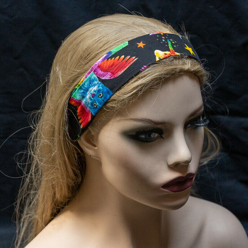 Rainbow Unicorn Cat Wide Hair Band Head Headband Ladies Fashion 100% Cotton