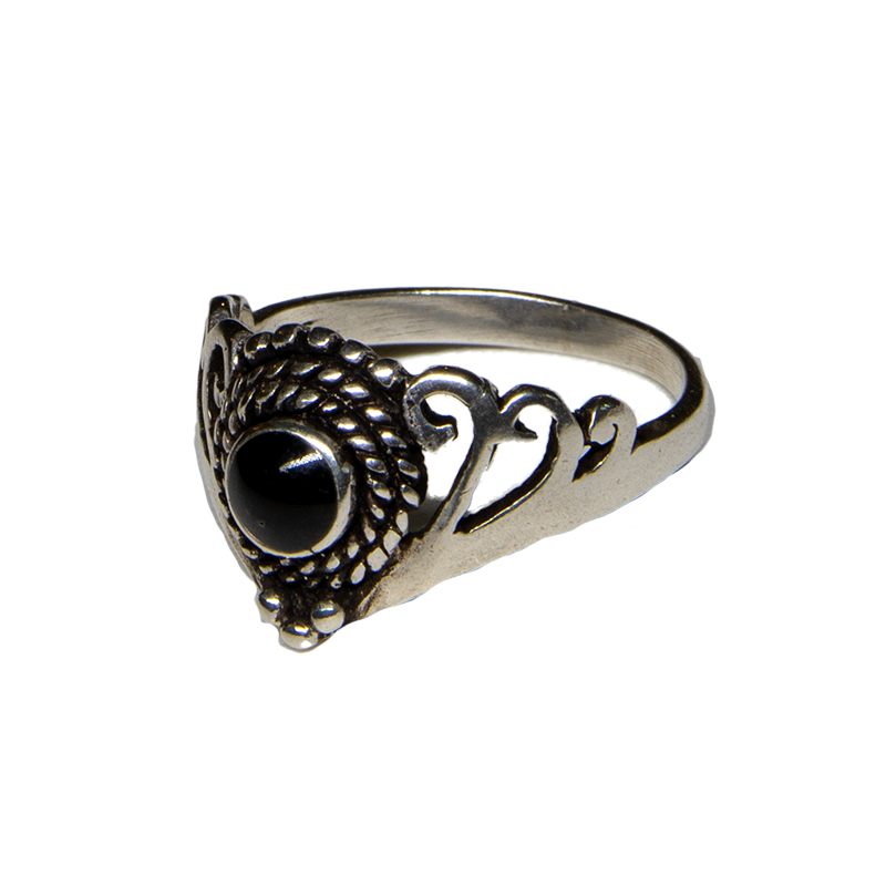Onyx Natural Gemstone Ring 925 silver Size N - R Gothic Pagan feeanddave