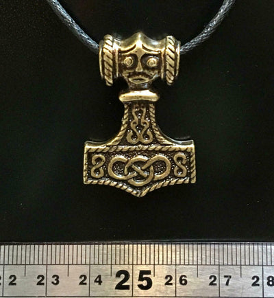 Thors Hammer Pewter Bronze Pendant Necklace Viking Odin Mjolnir Gothic Biker