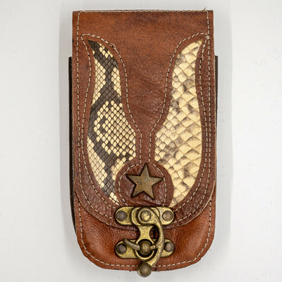 Leather & Real Python Snakeskin Universal Mobile Cell Phone Pouch
