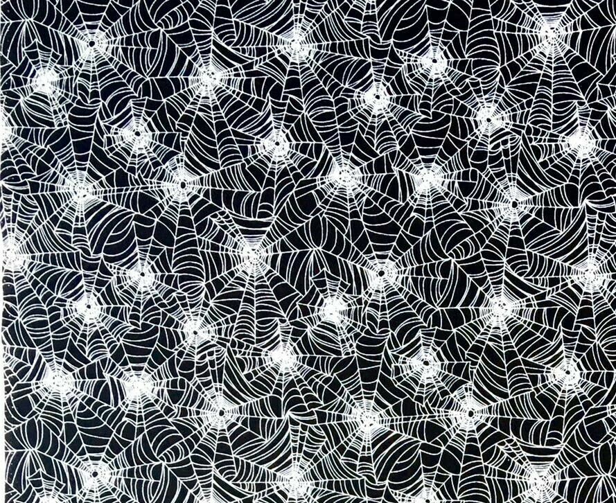 Spider and Web Glow in the Dark - Timeless Treasures - 100% Cotton Fabric
