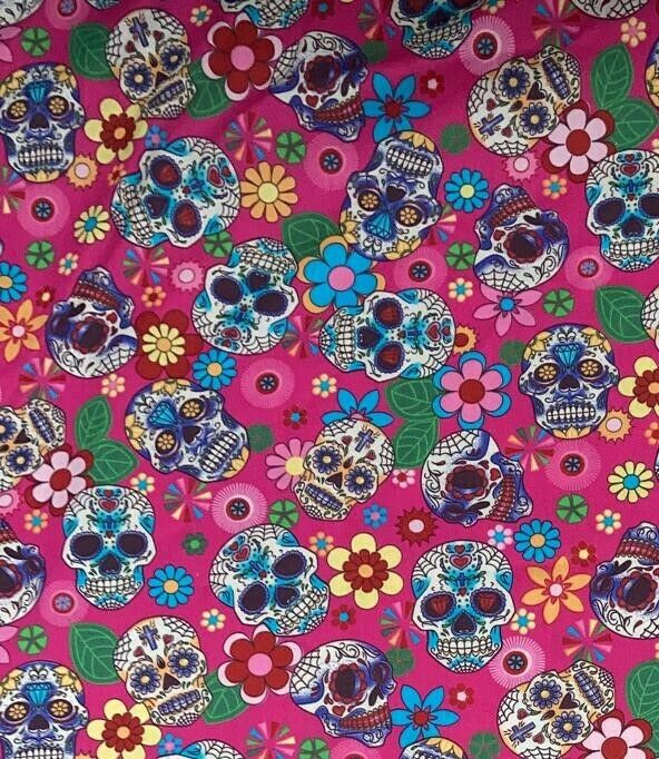 Day of the Dead Candy/Sugar Skull Rose & Hubble 100% Cotton Fabric For Masks