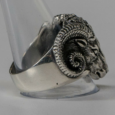 Ram Head Skull Ring .925 silver Zodiac Aries Goat Biker Gothic Sizes M - Z