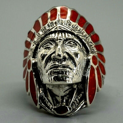 Native American Indian Chief Exeter Chiefs Rugby 925 silver Ring Size T-Z5