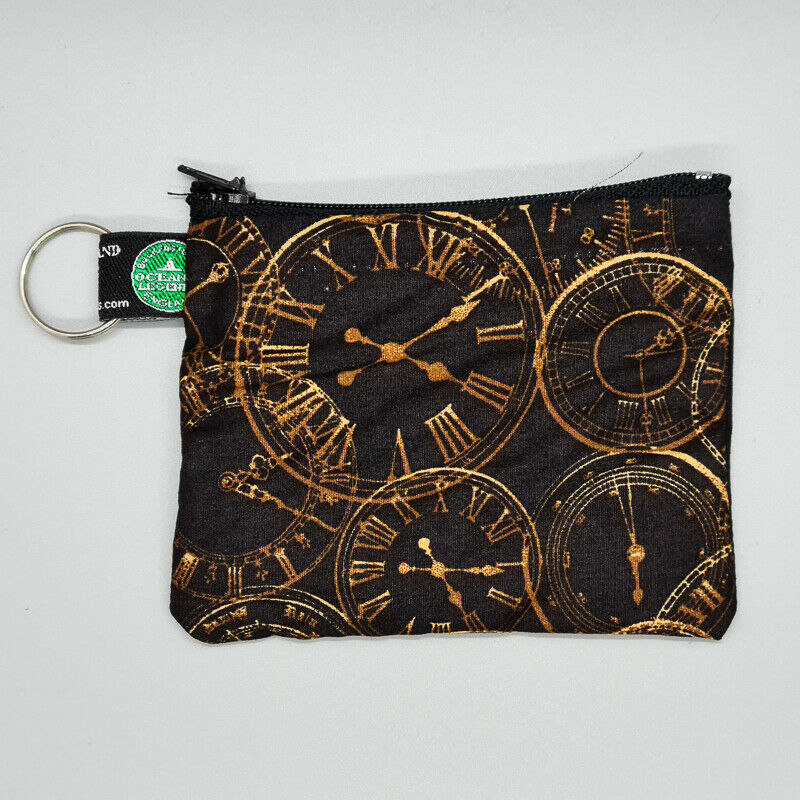 Steampunk Clockfaces Pocket Watch Sun Coin Purse Cash Money Wallet Cotton Xmas