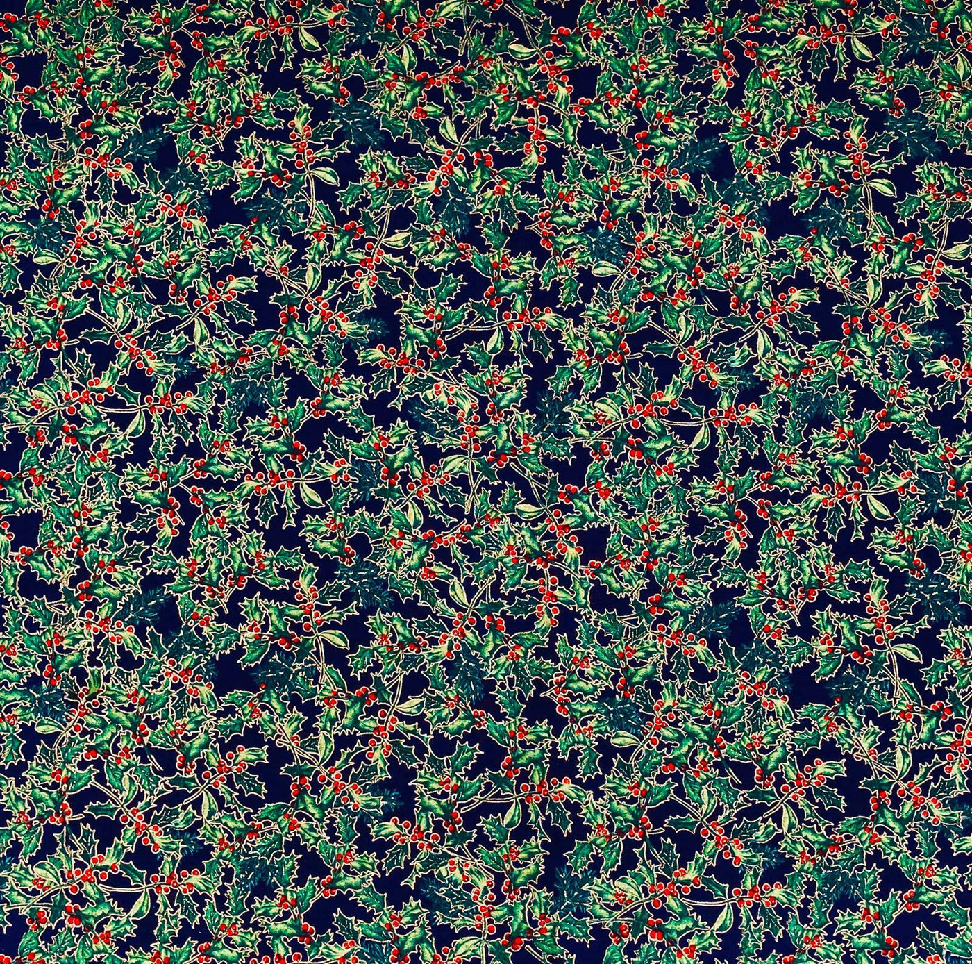Xmas Christmas Holly 100% Cotton Fabric 54" wide metre/yard Ideal For masks