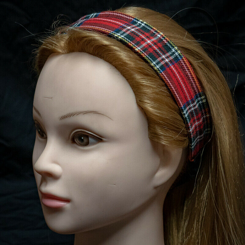 Wide Red Tartan Hair Band Head Turban Bandana Ladies Fashion hogmanay