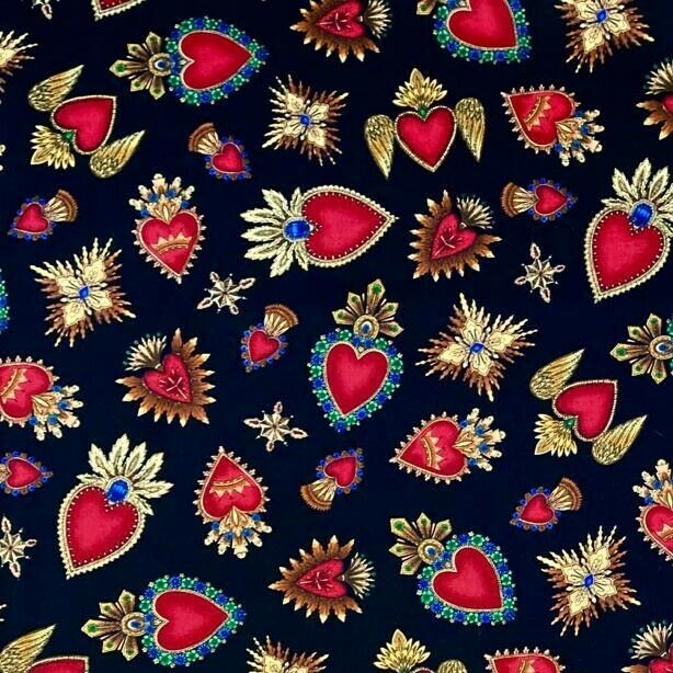 Sacred Heart Tattoo - Timeless Treasures - 100% Cotton Fabric