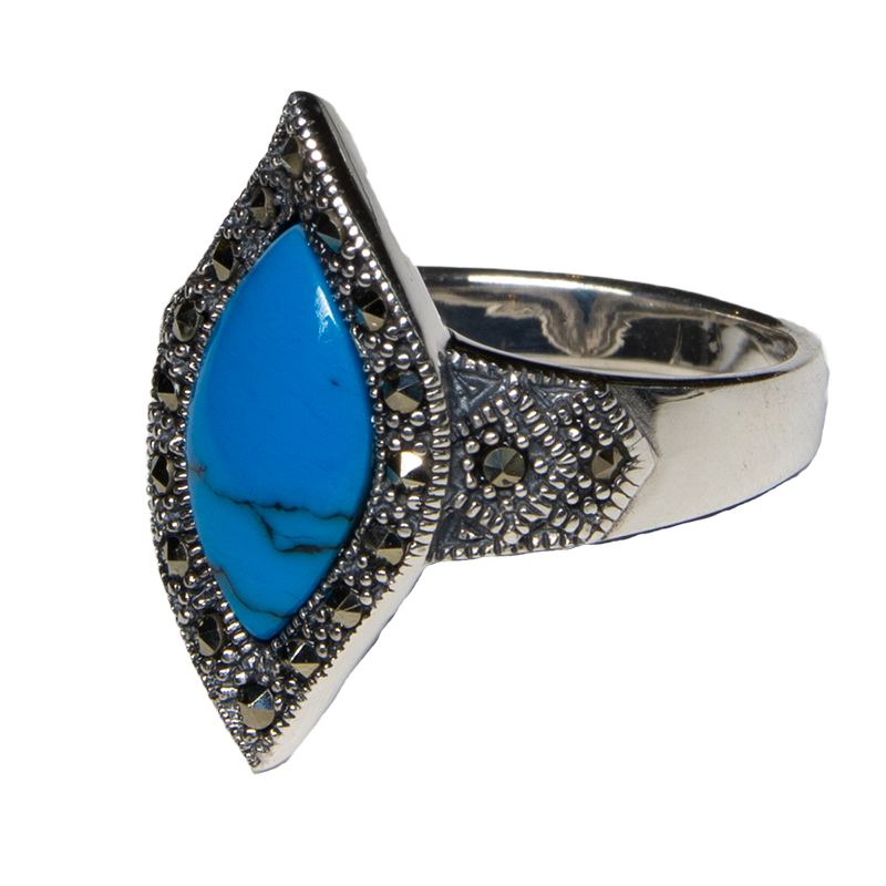 Turquoise Gemstone Ring - 925 Sterling Silver
