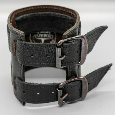 Leather Iron Cross wrist cuff wristband Protector Biker archery larp viking arm