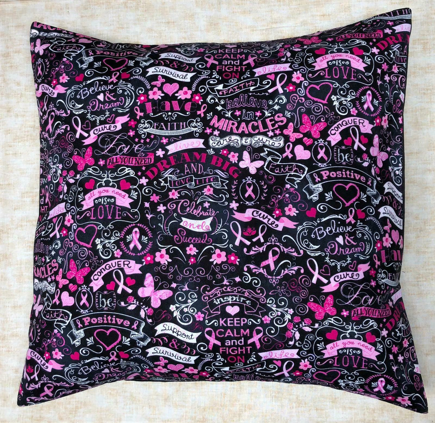 Breast Cancer Aware Cushion Cover - Timeless Treasures - 100% Cotton Fabric