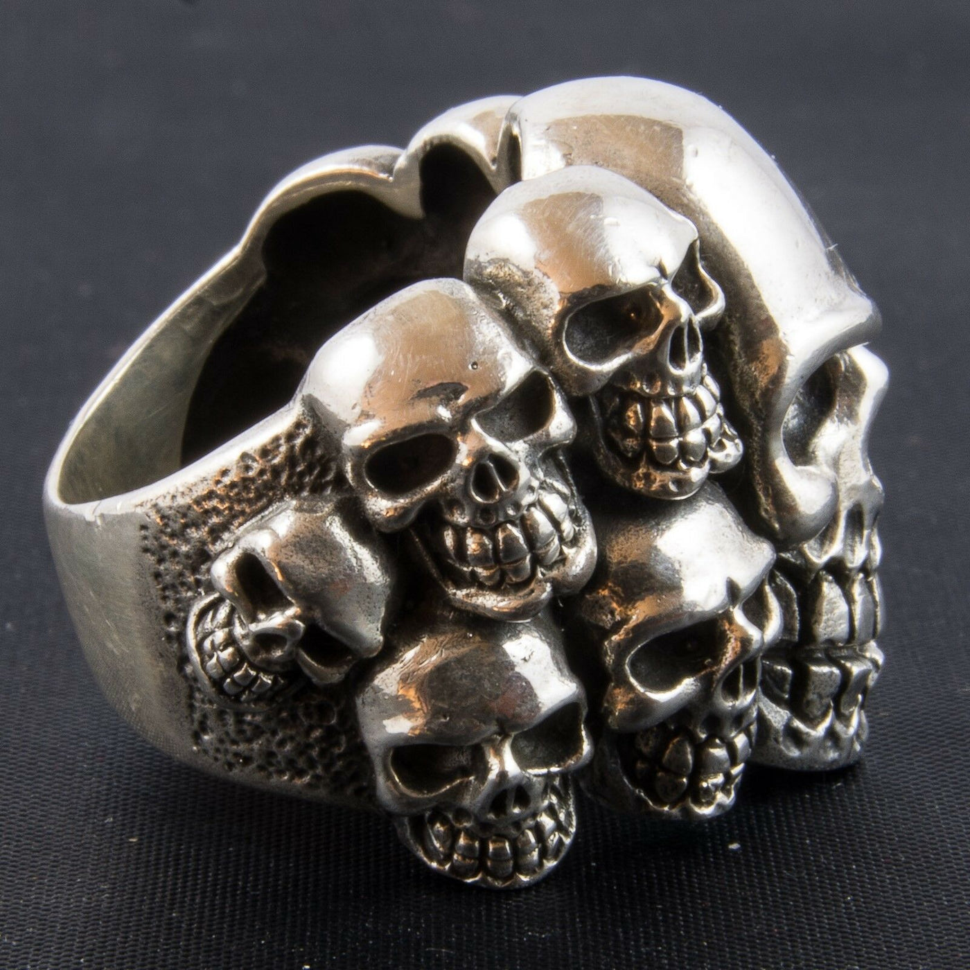 Skull Cluster Ring 925 silver Metal Biker Gothic Punk size range P -  Z +