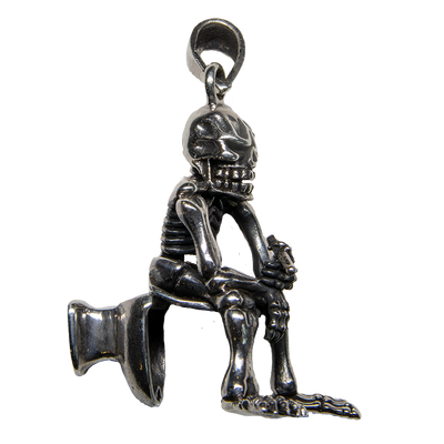 Smoking Skeleton Toilet Pendant 925 silver 3d funny Biker Rock  feeanddave