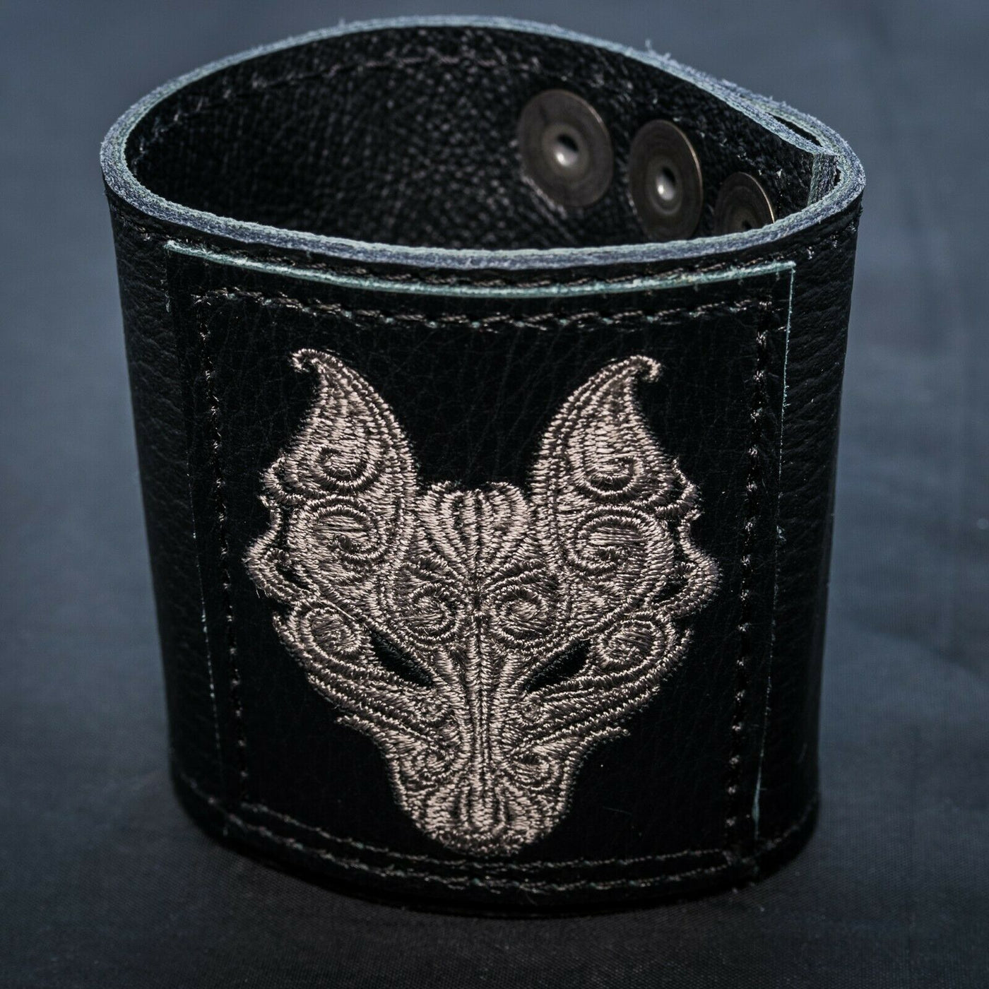 Wolf Leather wristband cuff  Biker Gothic Celtic Viking mjolnir arm protector