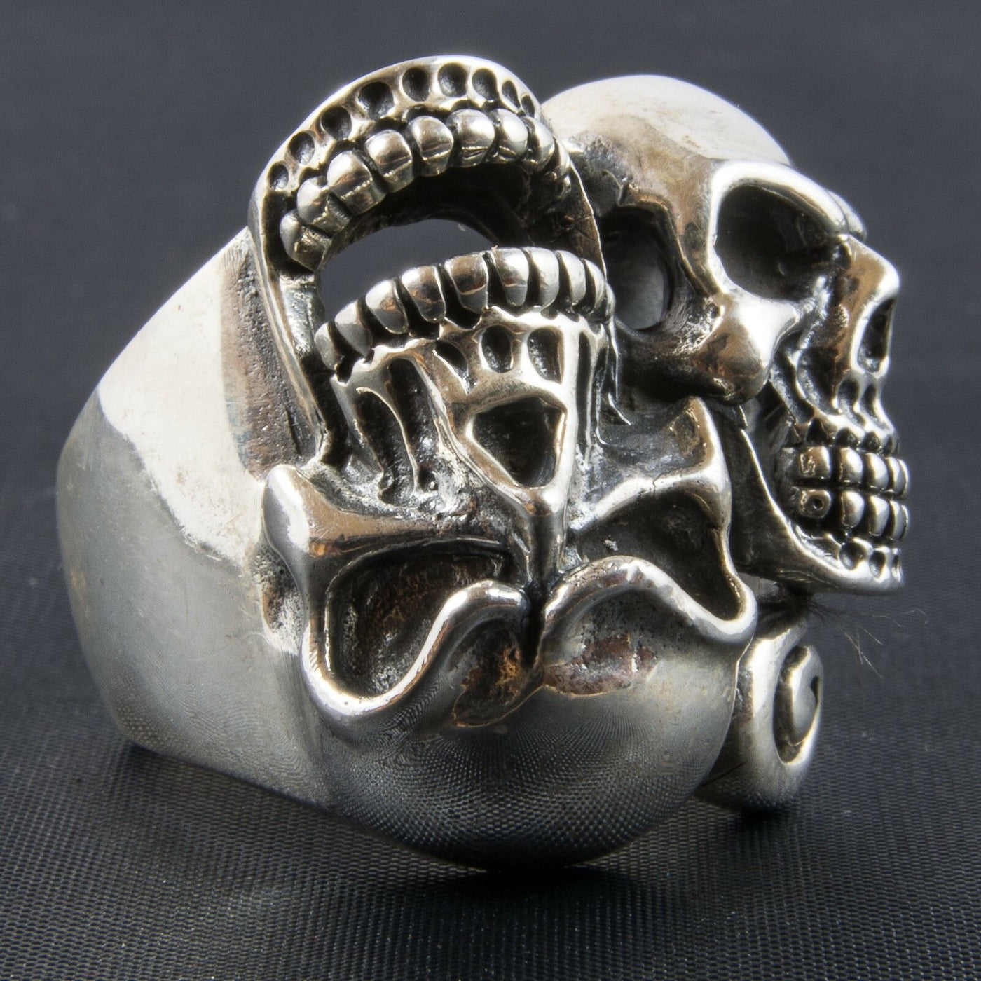 Screaming Skull Ring .925 sterling silver Metal Biker Gothic Punk feeanddave
