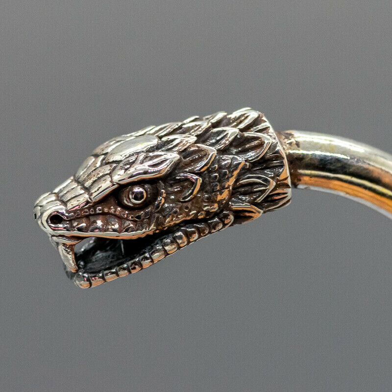 Snake Torc 925 silver bangle biker viking arm ring thor pagan Torque serpent