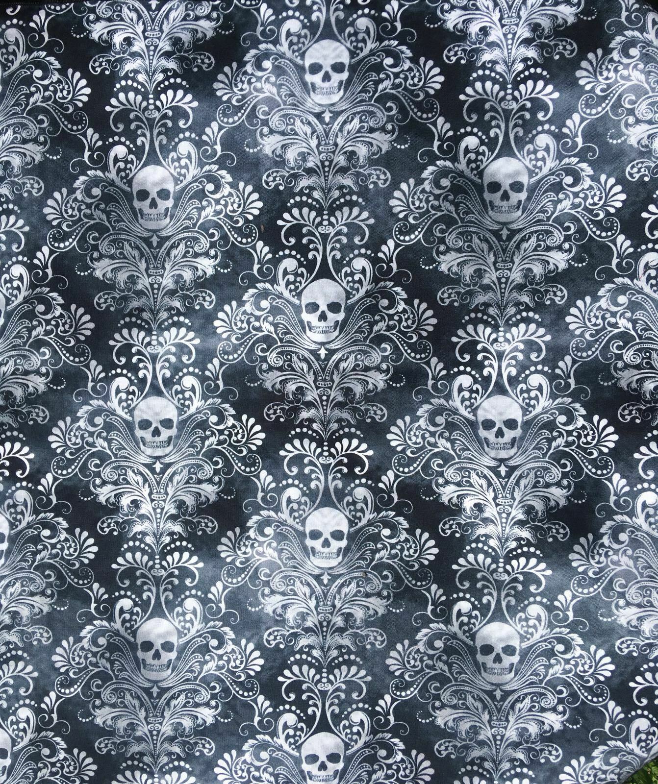 Gothic Filigree Skull Timeless Treasures 100% Cotton Fabric Ideal For Face Masks