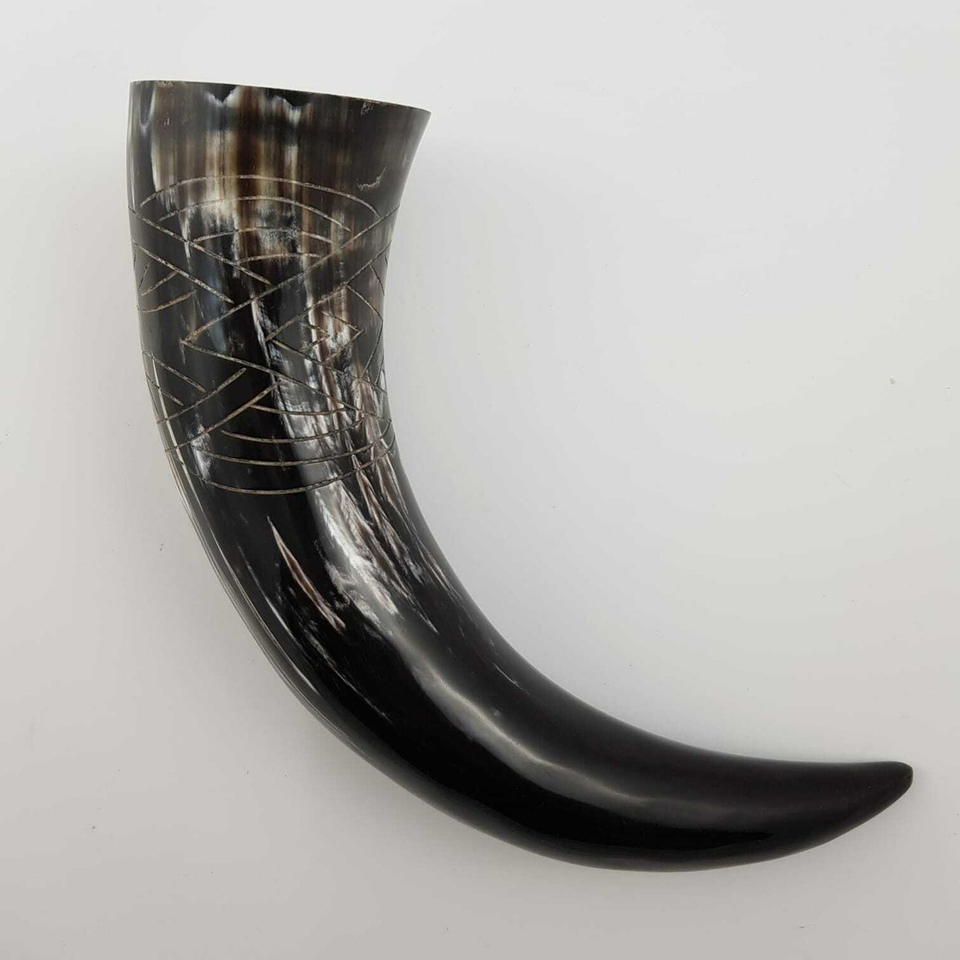 Carved Buffalo Drinking Horn - Celtic Knotwork