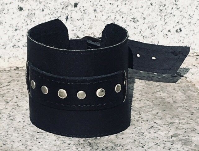 Studded Leather cuff wrist support Protector wristband Biker Metal Punk Rock