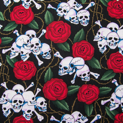 Skull & Cross bones Roses Pirate Cushion Cover Decorative Case fits 18" x 18"