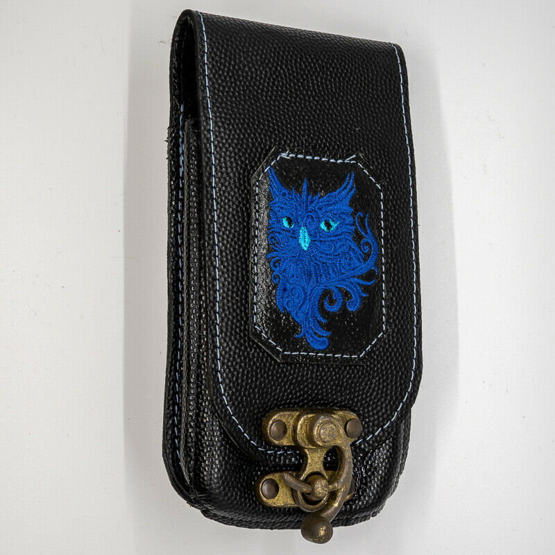 Owl Mobile Cell Phone Pouch Wallet Belt Loop Leather Holster Biker Gothic Hedwig