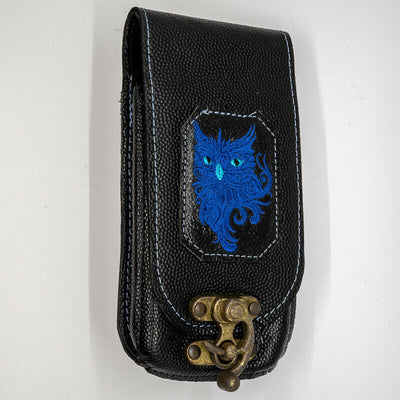 Owl Mobile Cell Phone Pouch Wallet Belt Loop Leather Holster Biker Gothic Hedwig