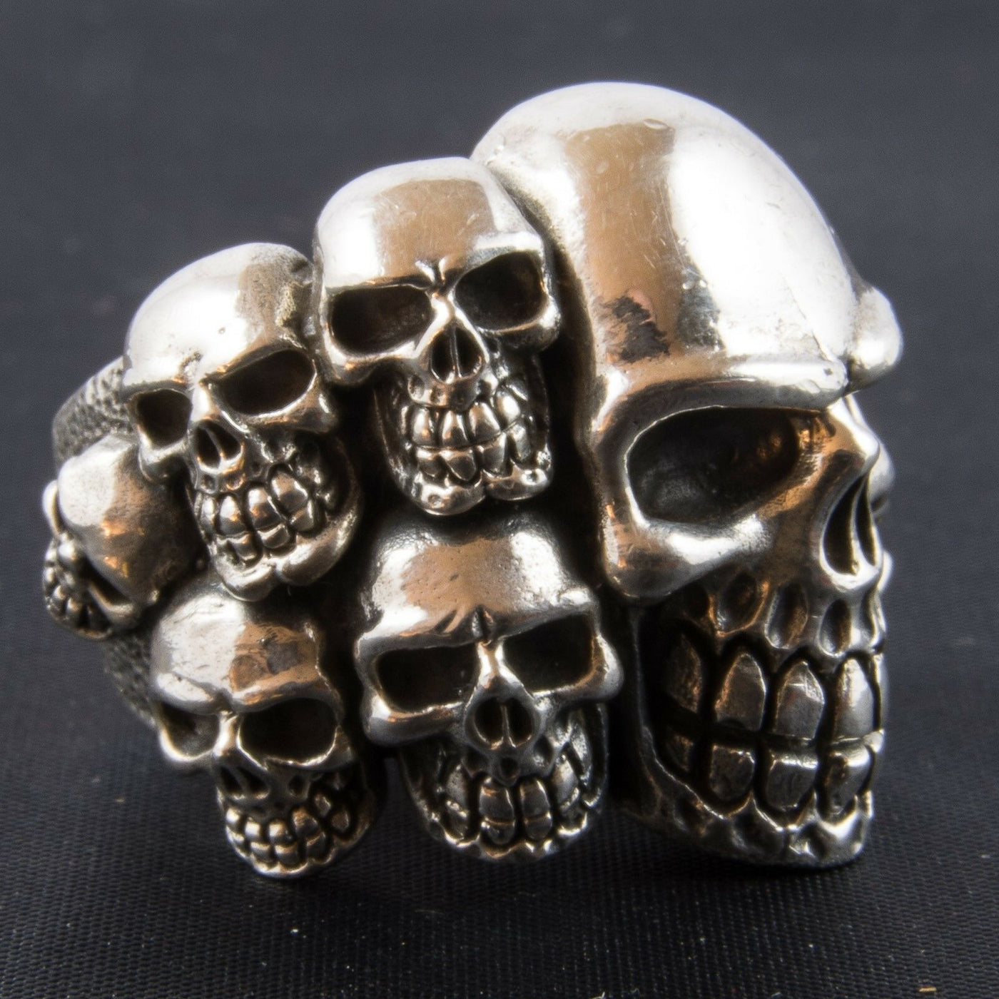 Skull Cluster Ring 925 silver Metal Biker Gothic Punk size range P -  Z +
