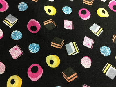 Fat Quarter Liquorice Retro Sweets Craft Cotton 100% Cotton Ideal For Face Masks