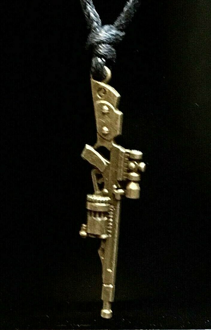 Rifle Gun Bronzed Pendant Gothic Biker adjustable cord necklace