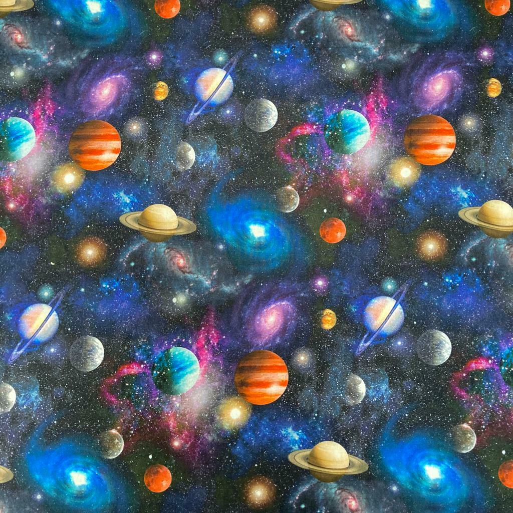 Planets Galaxy Space Cosmos 100% Cotton Fabric 56" wide sold by HALF metre/yard