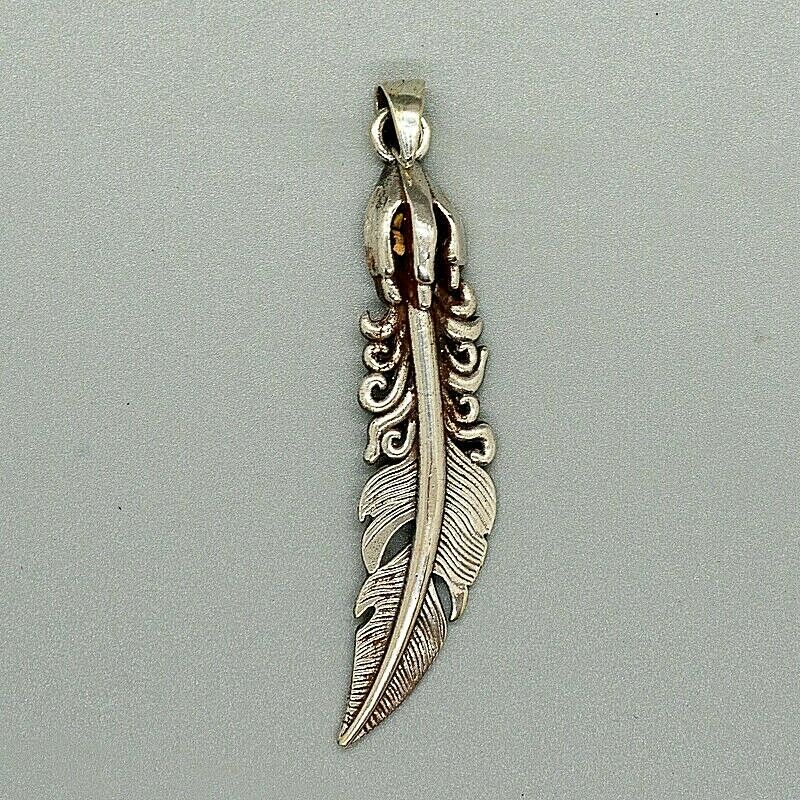 Feather Pendant 925 sterling silver Biker angel wing adjustable necklace choker
