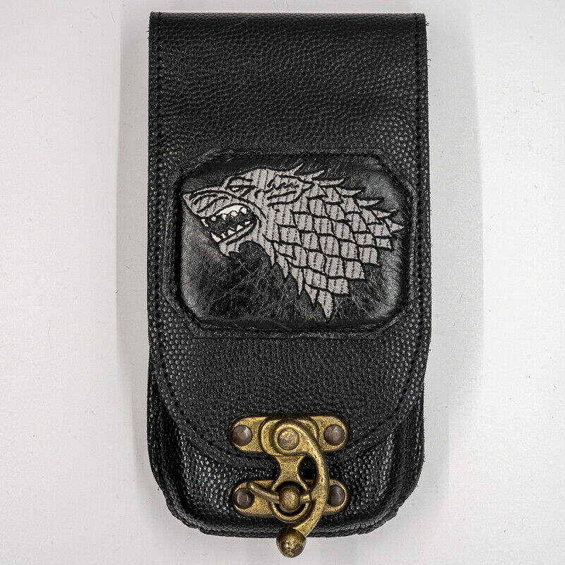 Leather Stark Wolf Mobile Cell Phone Pouch Belt Loop Holster Biker Larp Fanny