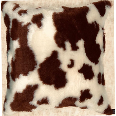 Fresian Cow Faux Fur Fluffy Cushion Cover Case fits 18" x 18" 100% Cotton