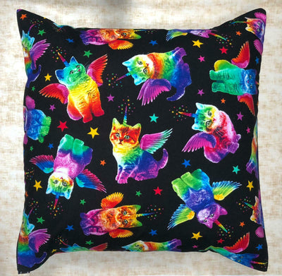 Unicorn Cat Pegasus Rainbow Designer Cushion Cover Case fits 18"x18" Cotton