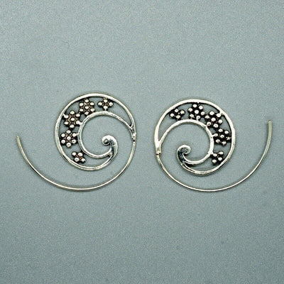 Spiral Circle Earring .925 Sterling Silver Gypsy Boho Tribal Ethnic Jewellery