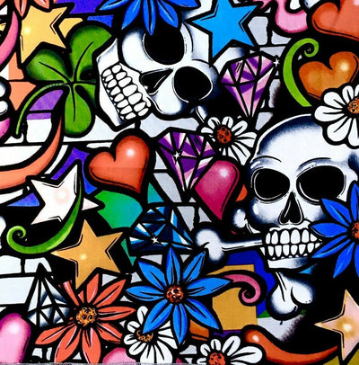 Graffiti Street Art Skull - Alexander Henry - 100% Cotton Fabric