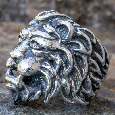 Lion Head 925 silver Ring King Jungle Animal Gothic Biker Leo Chunky sizes M-Z+