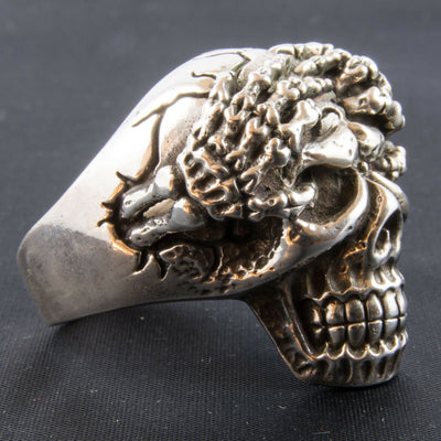 Skull Grabber Ring .925 solid sterling silver Metal Biker Gothic Punk